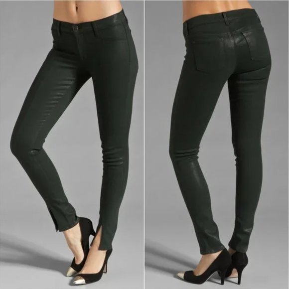 J Brand Denim - J BRAND black Vera skinny jeans in Coated Stealth